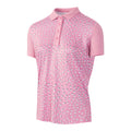 Pink-White - Front - Island Green Womens-Ladies Spotted Golf Polo Shirt