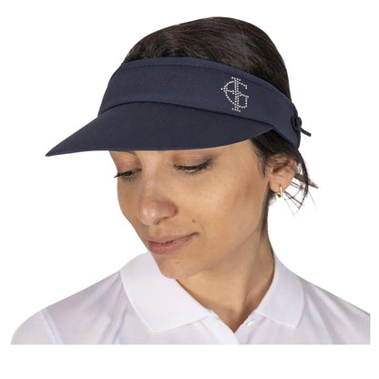 Navy - Side - Island Green Womens-Ladies Diamante Logo Golf Sun Visor