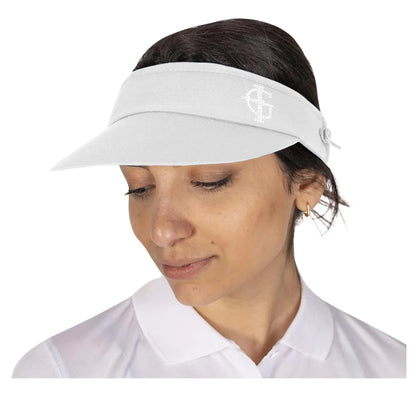 White - Side - Island Green Womens-Ladies Diamante Logo Golf Sun Visor