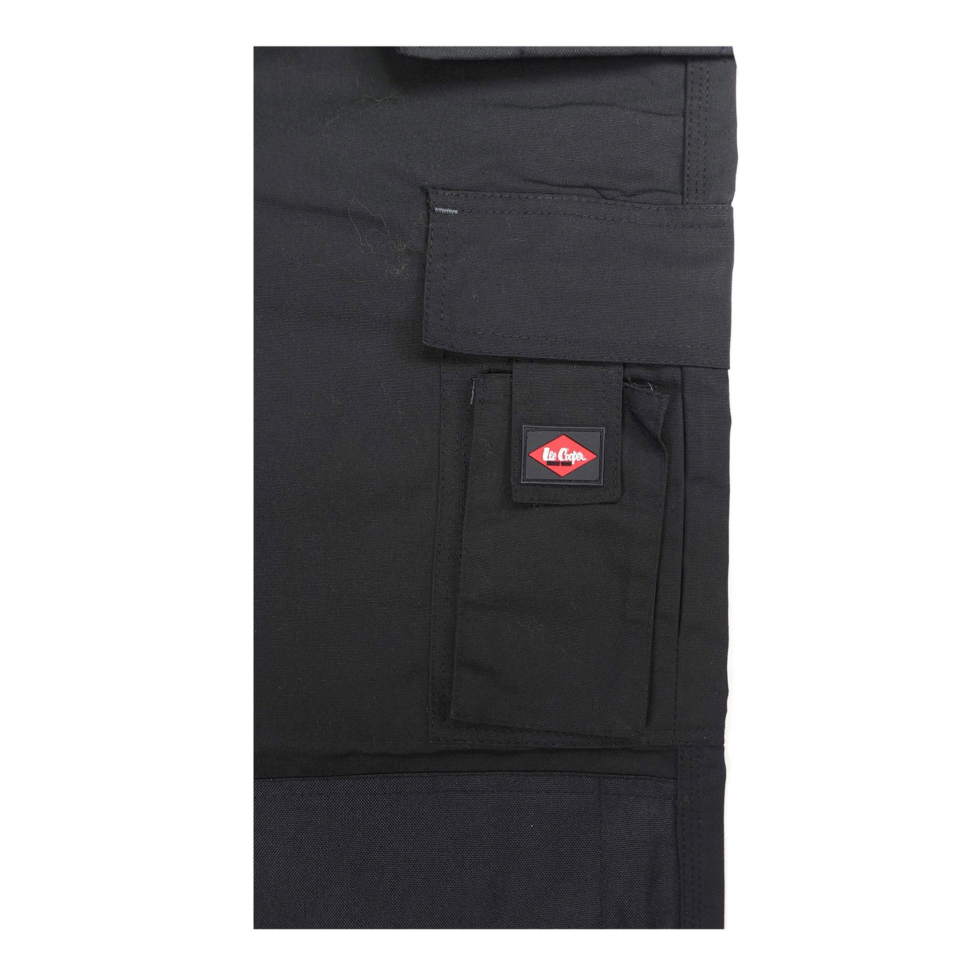 Black - Side - Lee Cooper Mens Holster Pocket Work Cargo Trousers