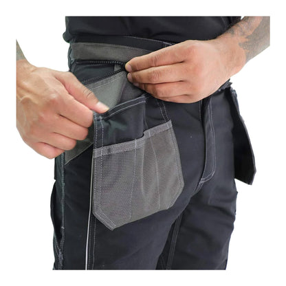 Black - Side - Lee Cooper Mens Reflective Trim Cargo Trousers