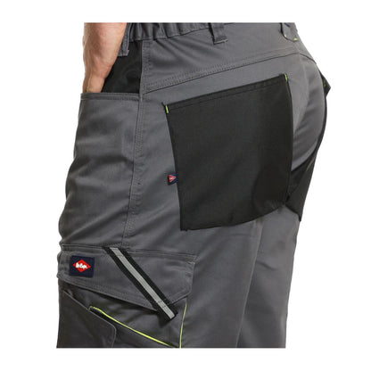 Grey-Black - Side - Lee Cooper Mens Stretch Reflective Multi Pocket Cargo Shorts