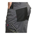 Grey-Black - Side - Lee Cooper Mens Stretch Reflective Multi Pocket Cargo Shorts