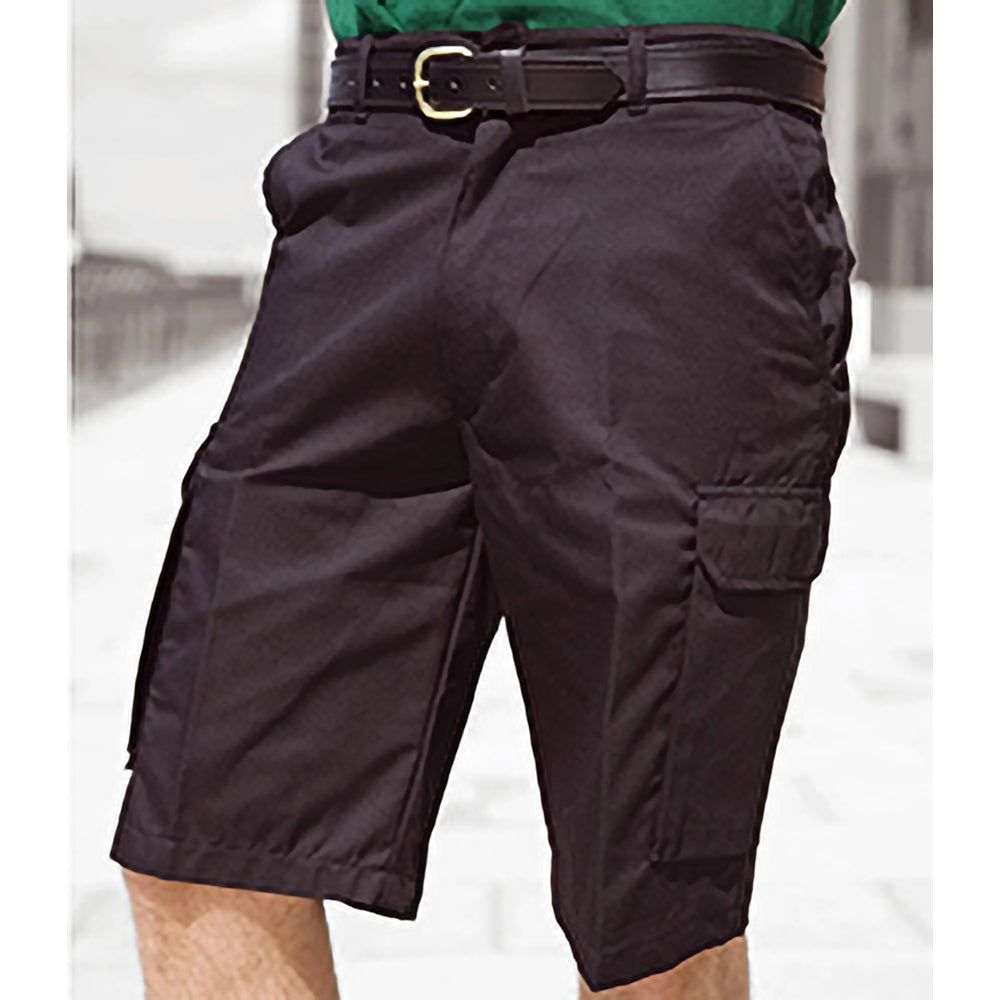 Black - Back - Warrior Mens Cargo Work Shorts
