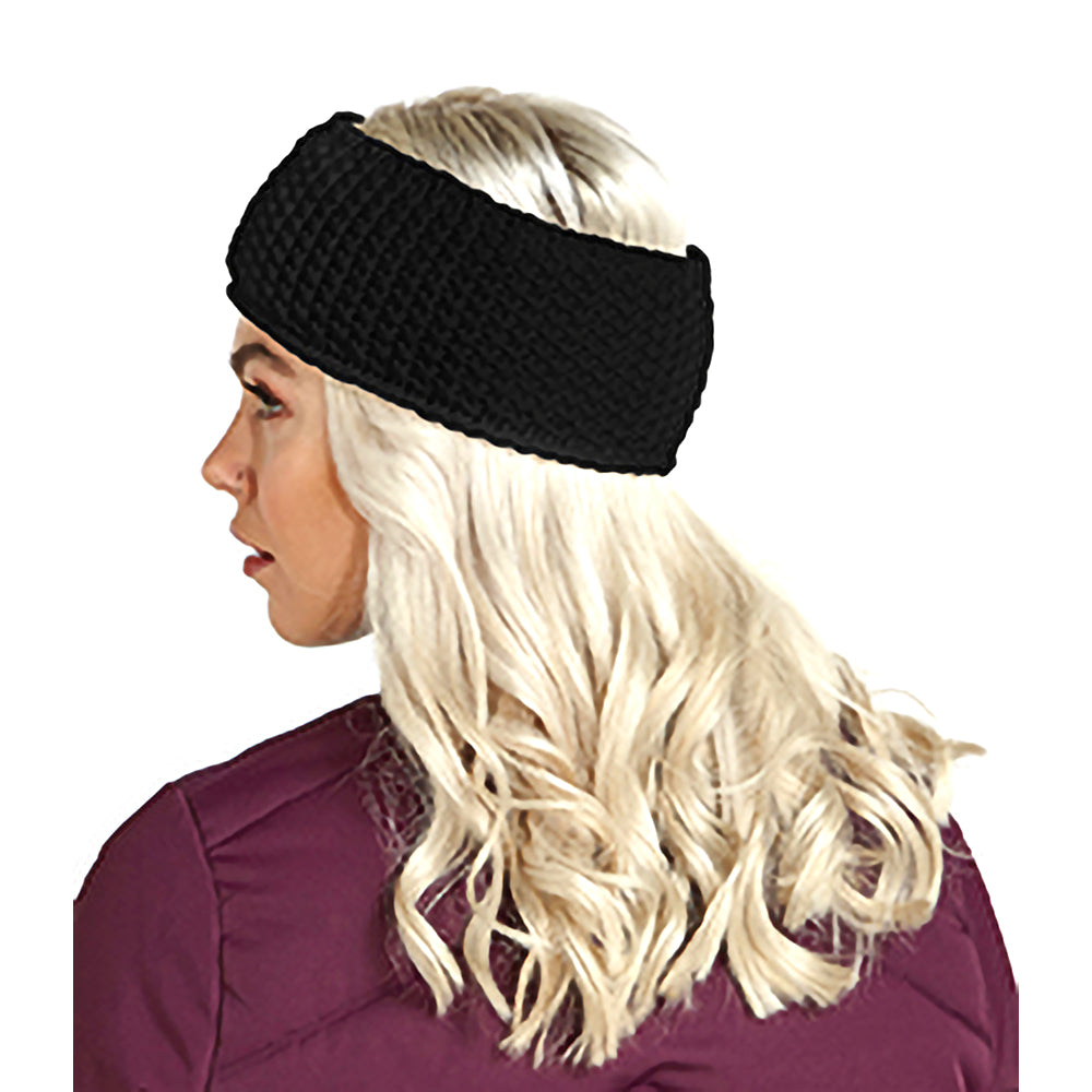 Black - Back - Beechfield Unisex Winter Slopeside Waffle Headband