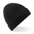 Black - Front - Beechfield Unisex Winter Chunky Ribbed Beanie Hat