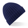 Oxford Navy - Front - Beechfield Unisex Winter Chunky Ribbed Beanie Hat