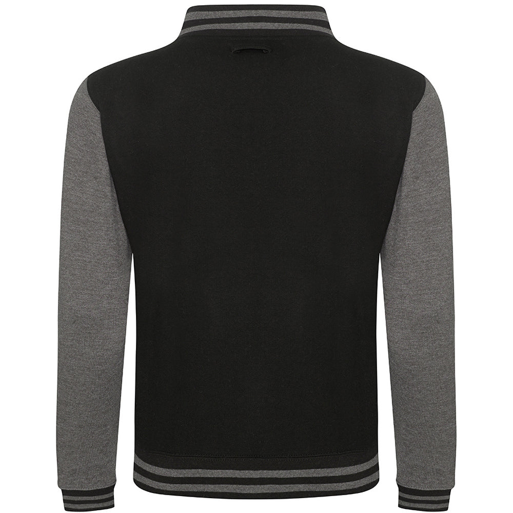 Jet Black-Charcoal - Back - Awdis Unisex Varsity Jacket