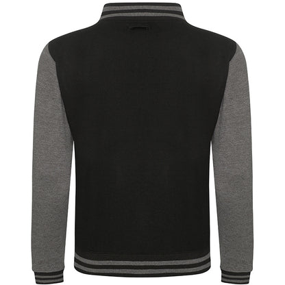 Jet Black-Charcoal - Back - Awdis Unisex Varsity Jacket