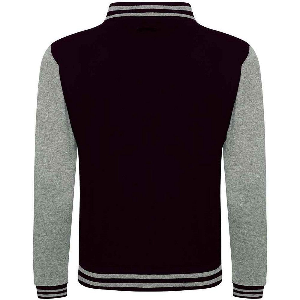 Jet Black-Heather Grey - Back - Awdis Unisex Varsity Jacket
