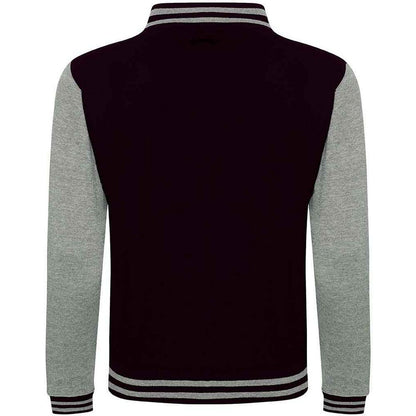 Jet Black-Heather Grey - Back - Awdis Unisex Varsity Jacket