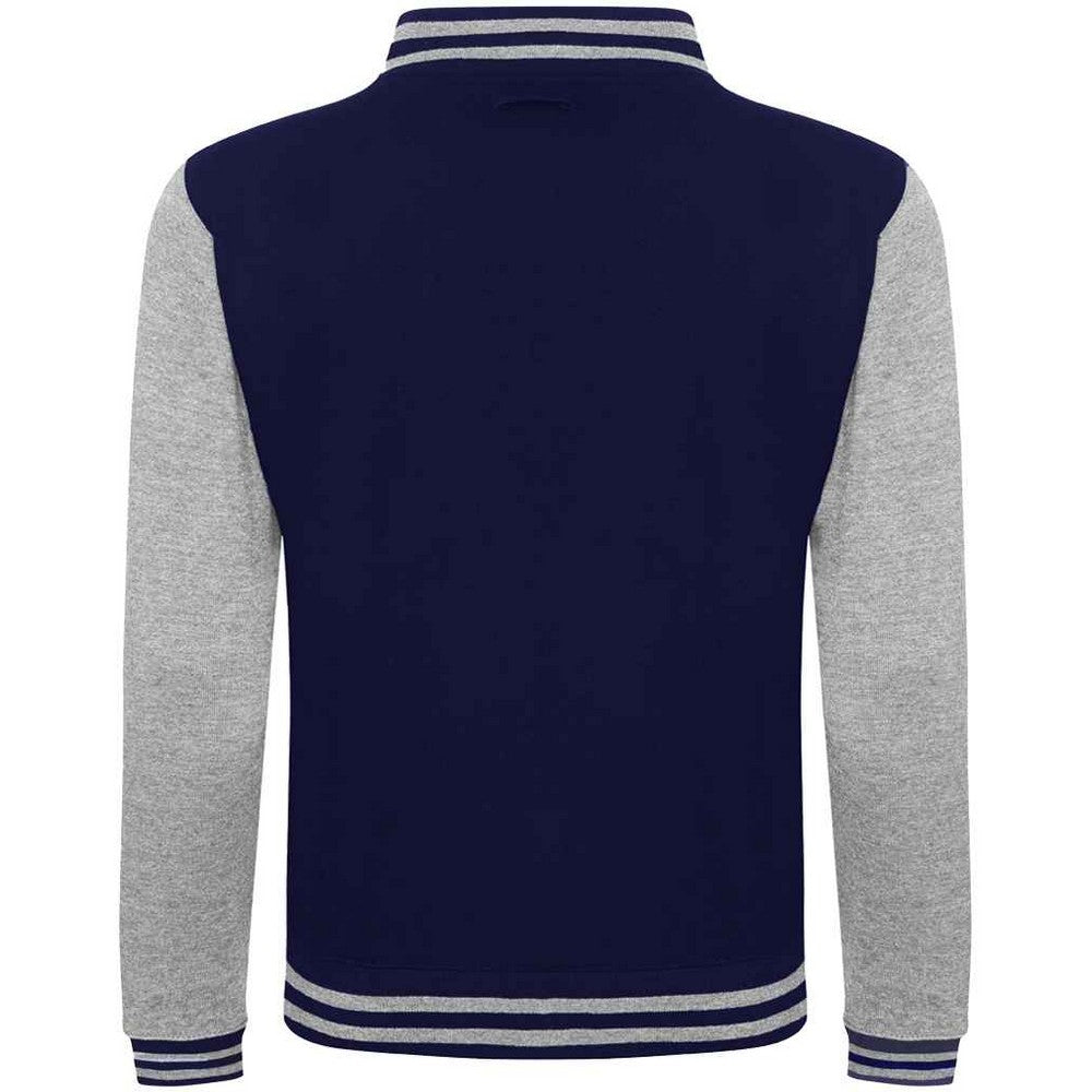 Oxford Navy-Heather Grey - Back - Awdis Unisex Varsity Jacket