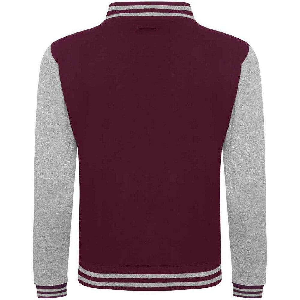 Burgundy-Heather Grey - Back - Awdis Unisex Varsity Jacket