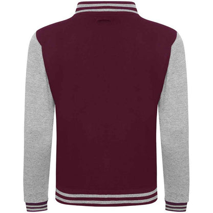 Burgundy-Heather Grey - Back - Awdis Unisex Varsity Jacket
