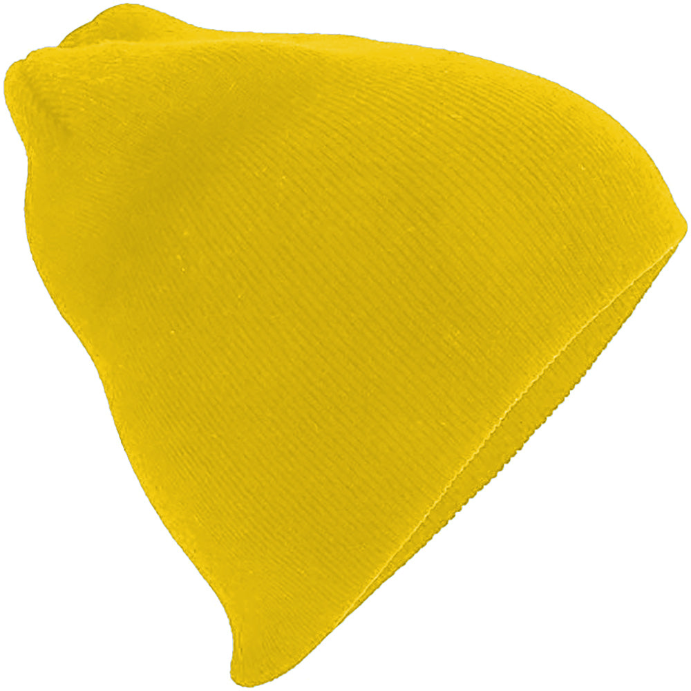 Yellow - Back - Beechfield Plain Basic Knitted Winter Beanie Hat