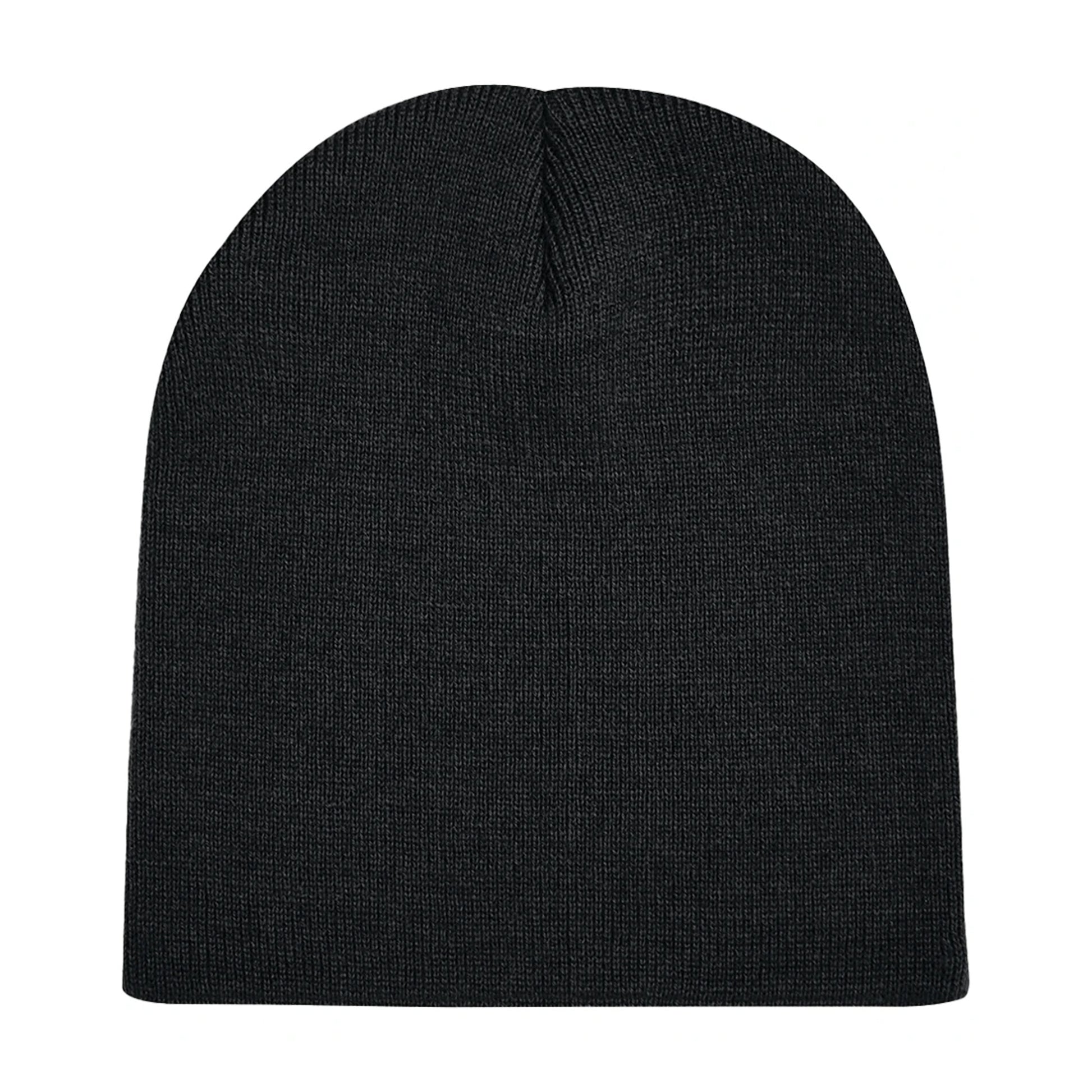 Black - Back - Beechfield Plain Basic Knitted Winter Beanie Hat