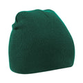 Bottle Green - Front - Beechfield Plain Basic Knitted Winter Beanie Hat