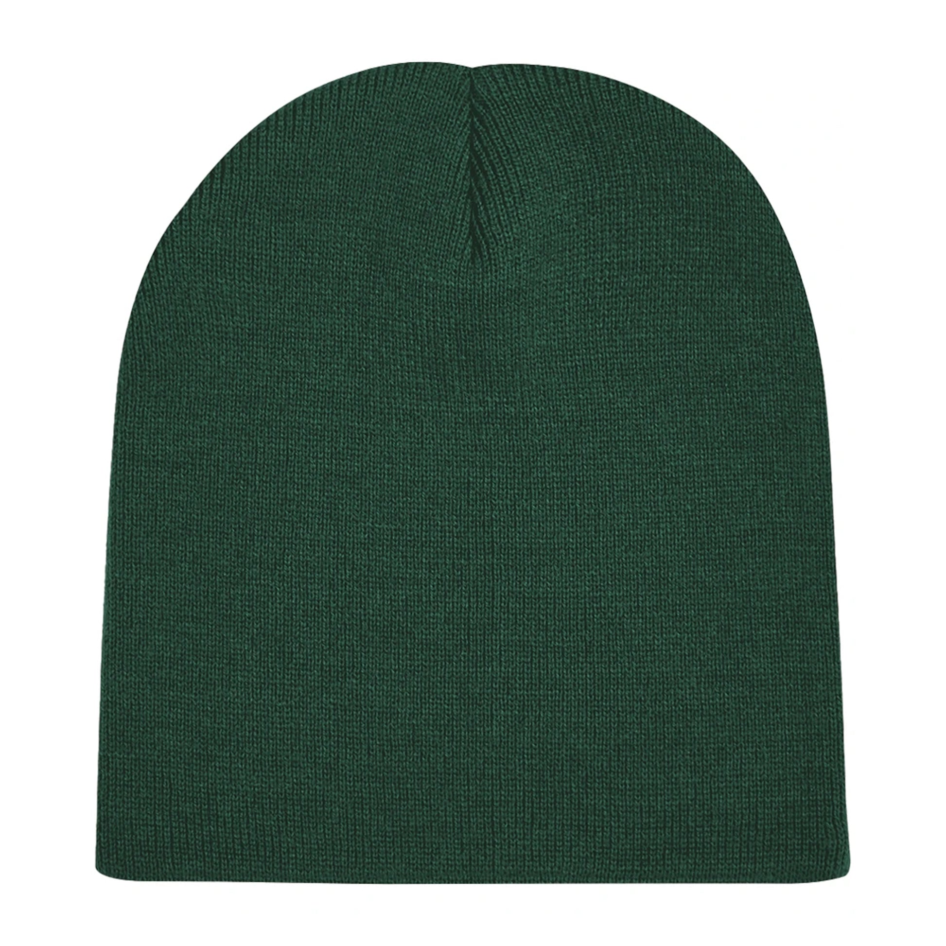 Bottle Green - Back - Beechfield Plain Basic Knitted Winter Beanie Hat