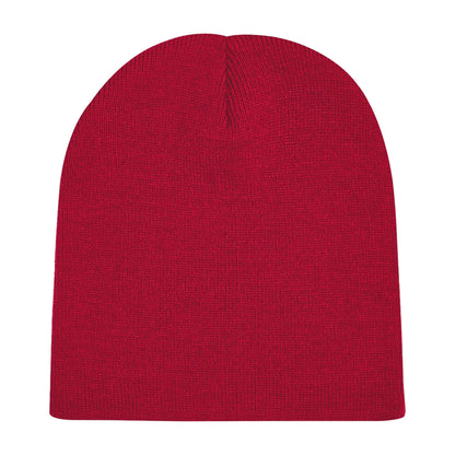 Classic Red - Back - Beechfield Plain Basic Knitted Winter Beanie Hat