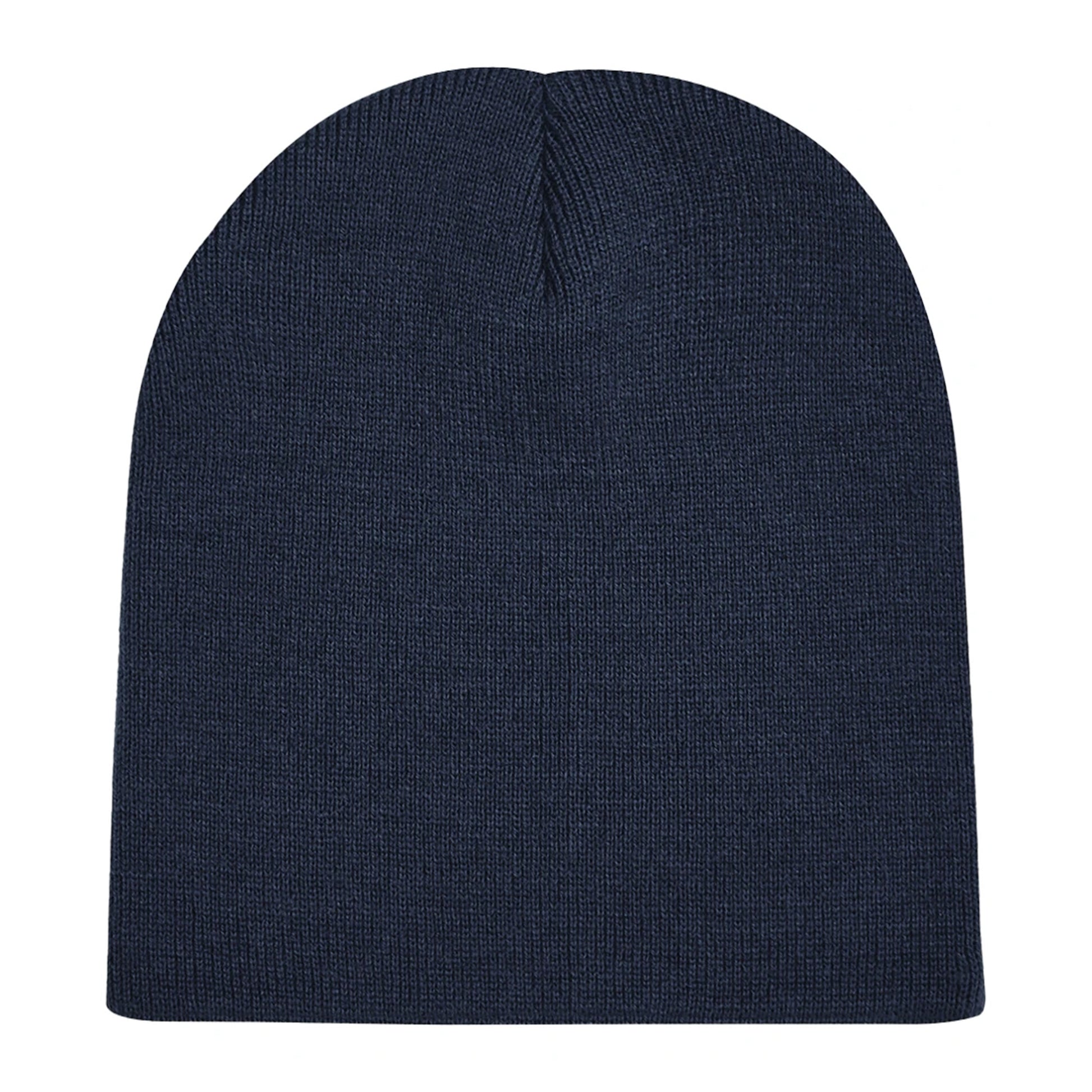 French Navy - Back - Beechfield Plain Basic Knitted Winter Beanie Hat