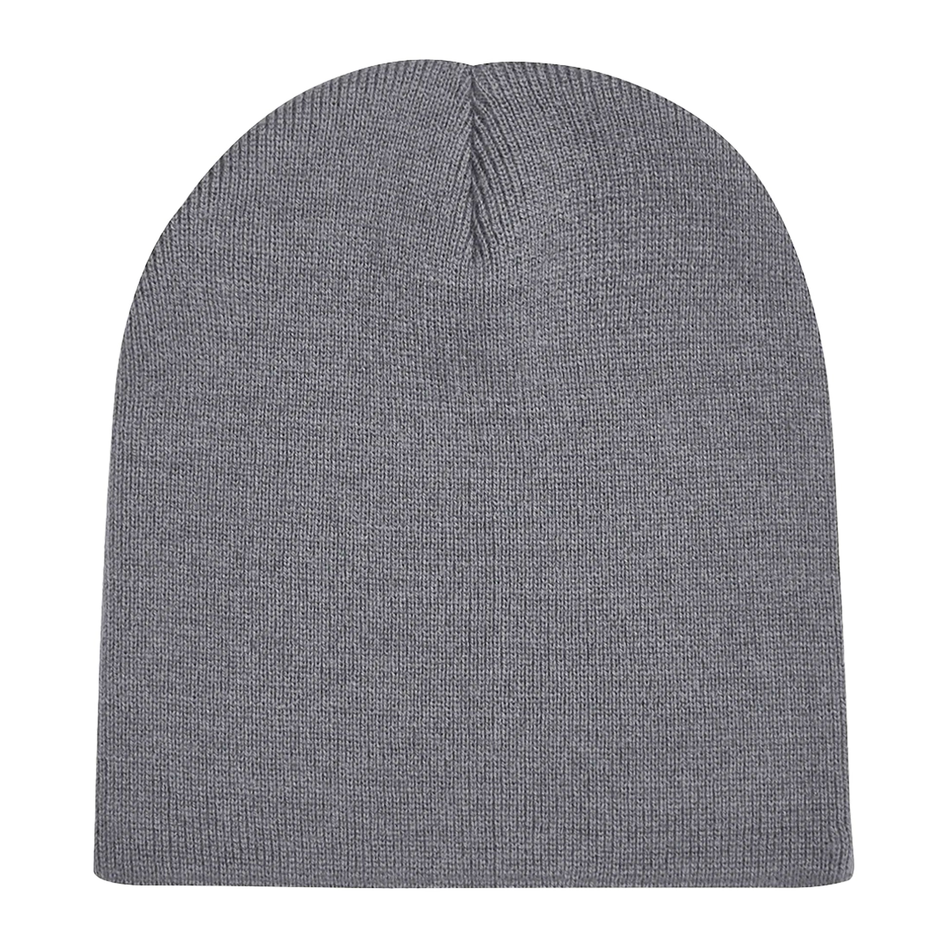 Graphite Grey - Back - Beechfield Plain Basic Knitted Winter Beanie Hat