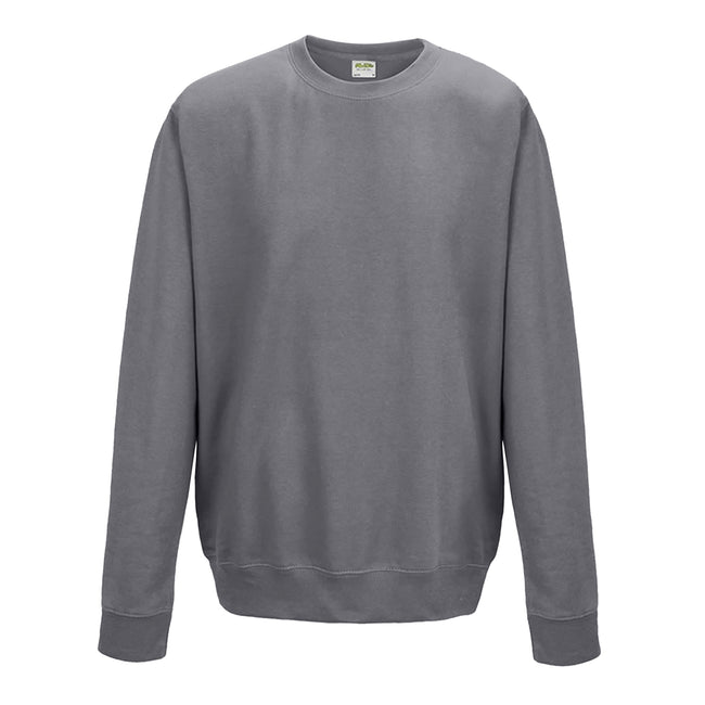 Graphite Heather - Front - AWDis Just Hoods AWDis Unisex Crew Neck Plain Sweatshirt (280 GSM)
