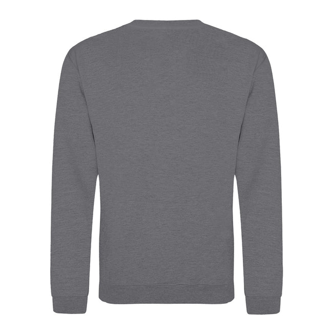 Graphite Heather - Back - AWDis Just Hoods AWDis Unisex Crew Neck Plain Sweatshirt (280 GSM)