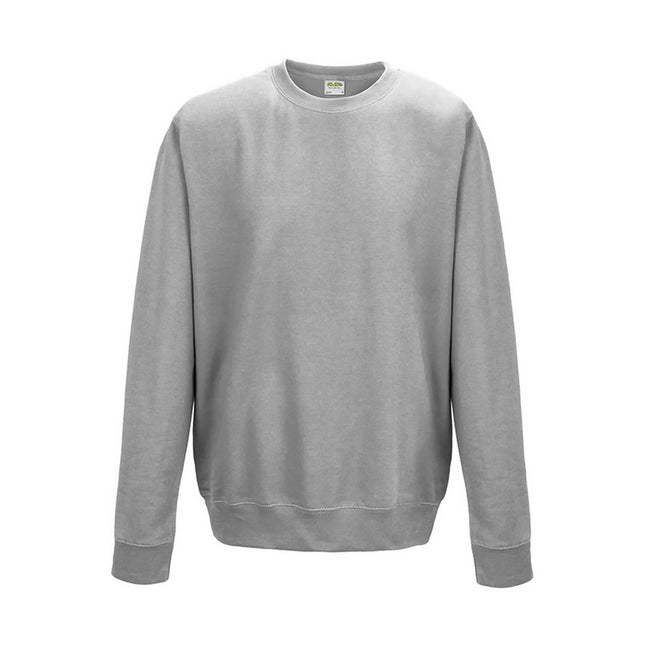 Heather Grey - Front - AWDis Just Hoods AWDis Unisex Crew Neck Plain Sweatshirt (280 GSM)