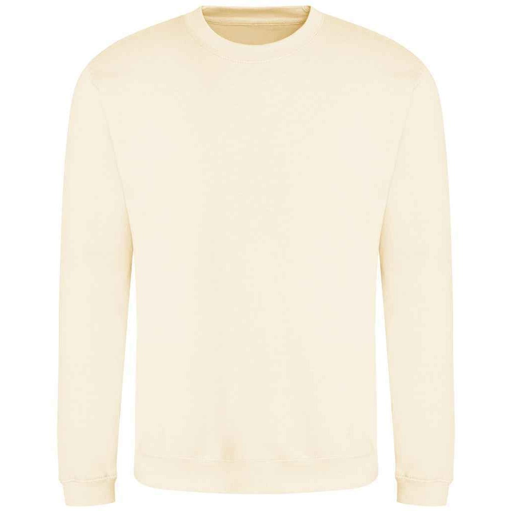 Cream - Front - AWDis Just Hoods AWDis Unisex Crew Neck Plain Sweatshirt (280 GSM)
