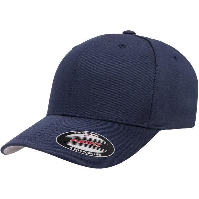 Navy - Front - Flexfit Childrens-Kids Wooly Combed Cap