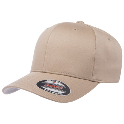 Khaki - Front - Flexfit Childrens-Kids Wooly Combed Cap
