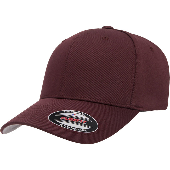 Maroon - Front - Flexfit Childrens-Kids Wooly Combed Cap
