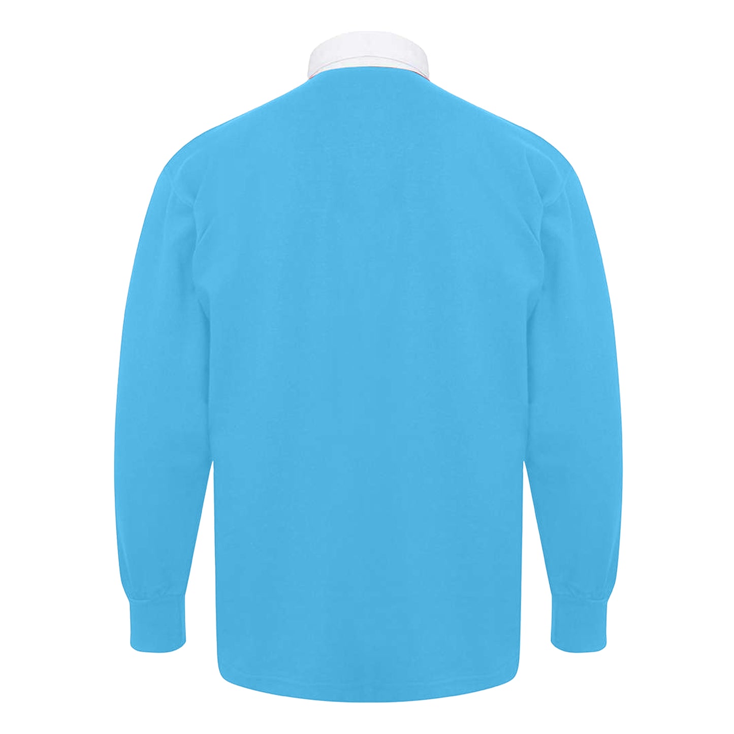Surf Blue-White - Back - Front Row Long Sleeve Classic Rugby Polo Shirt