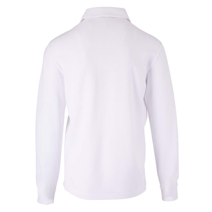 White - Back - Front Row Long Sleeve Classic Rugby Polo Shirt
