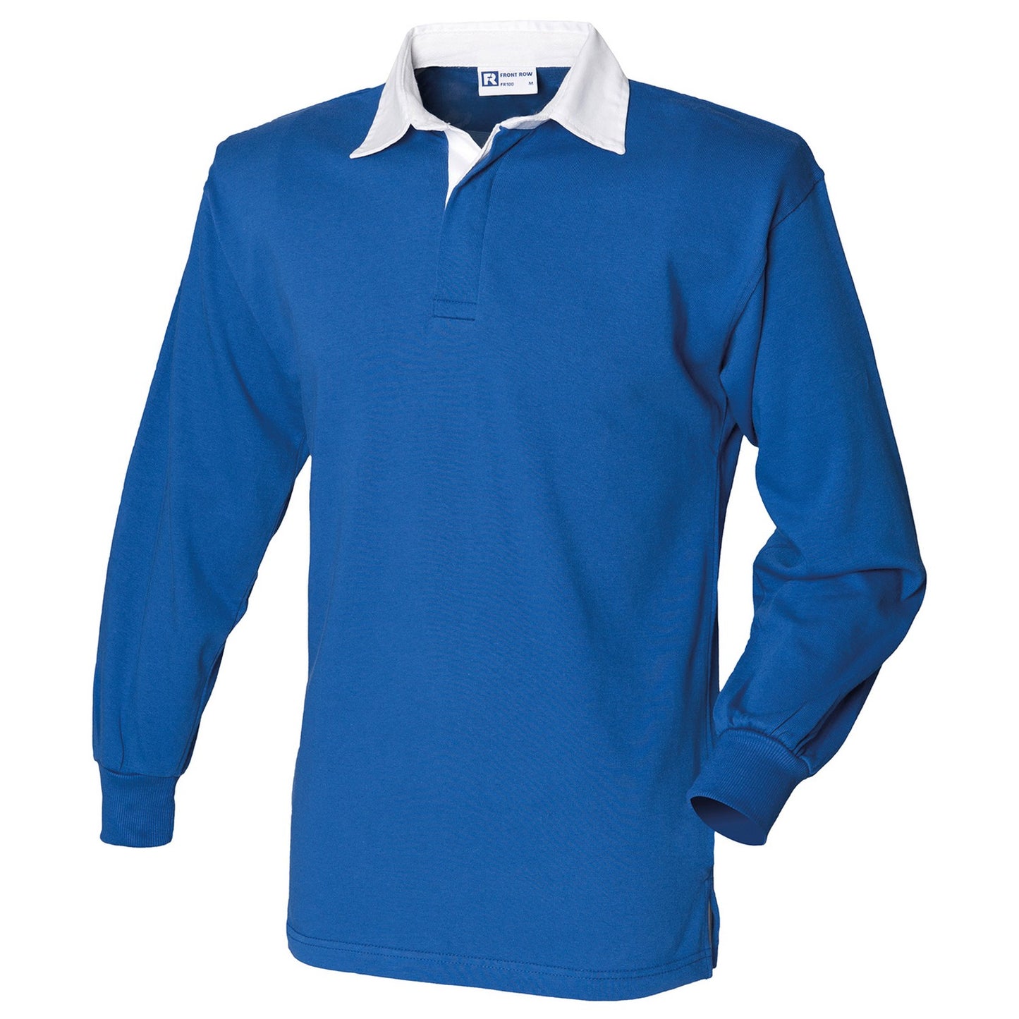 Royal Blue-White - Back - Front Row Long Sleeve Classic Rugby Polo Shirt