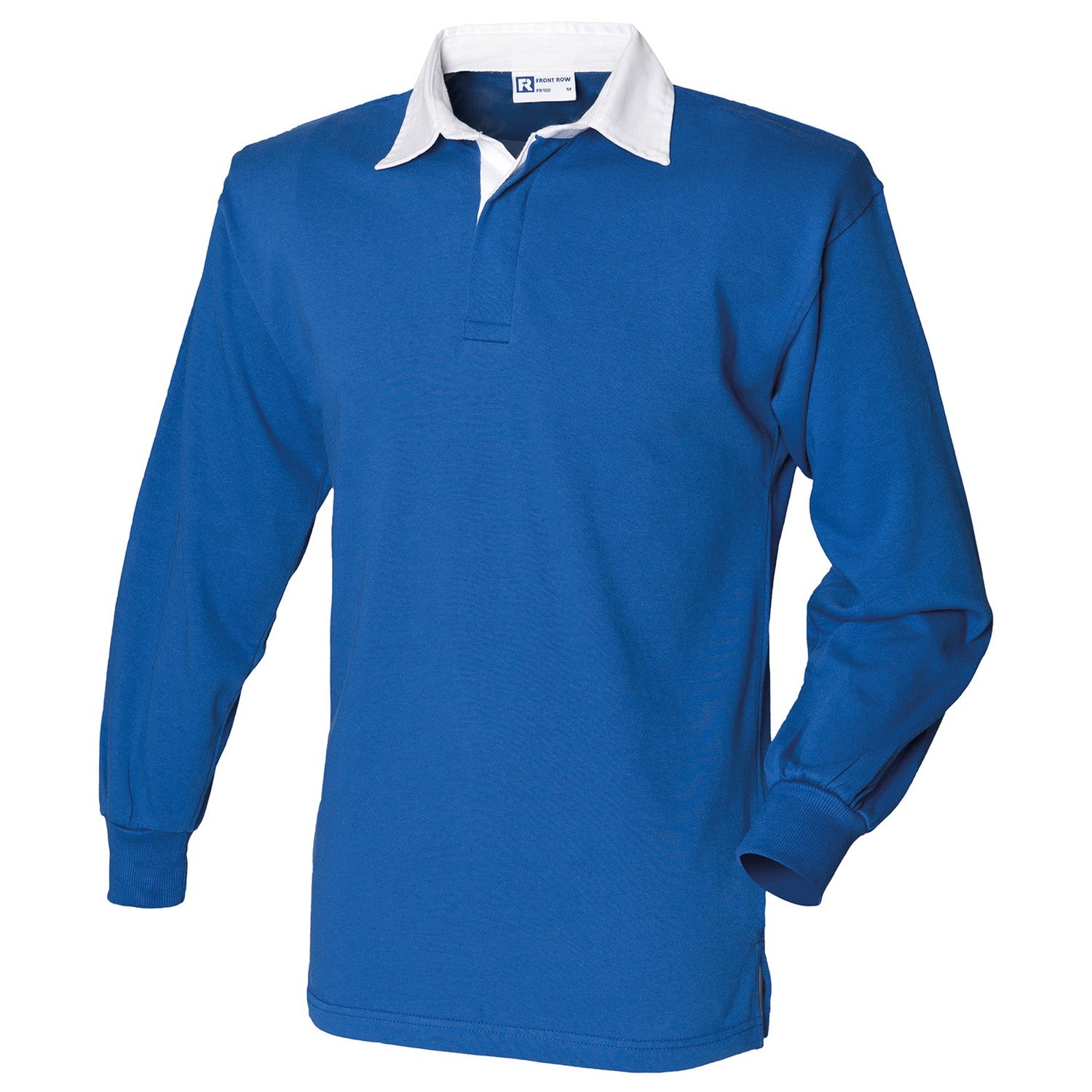 Royal Blue-White - Back - Front Row Long Sleeve Classic Rugby Polo Shirt