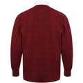 Deep Burgundy-White - Back - Front Row Long Sleeve Classic Rugby Polo Shirt