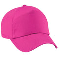 Fuchsia - Front - Beechfield Plain Unisex Junior Original 5 Panel Baseball Cap