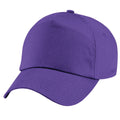 Purple - Back - Beechfield Plain Unisex Junior Original 5 Panel Baseball Cap