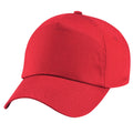 Bright Red - Front - Beechfield Plain Unisex Junior Original 5 Panel Baseball Cap