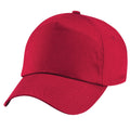 Classic Red - Back - Beechfield Plain Unisex Junior Original 5 Panel Baseball Cap