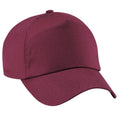 Burgundy - Front - Beechfield Plain Unisex Junior Original 5 Panel Baseball Cap