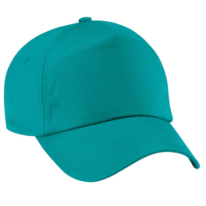 Emerald - Front - Beechfield Plain Unisex Junior Original 5 Panel Baseball Cap