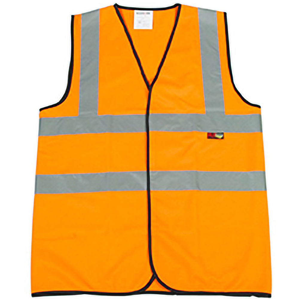 Fluorescent Orange - Back - Warrior Mens High Visibility Safety Waistcoat - Vest