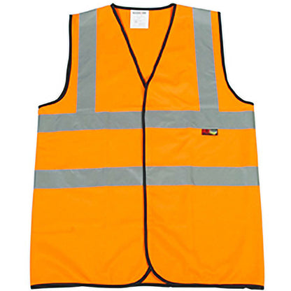Fluorescent Orange - Back - Warrior Mens High Visibility Safety Waistcoat - Vest