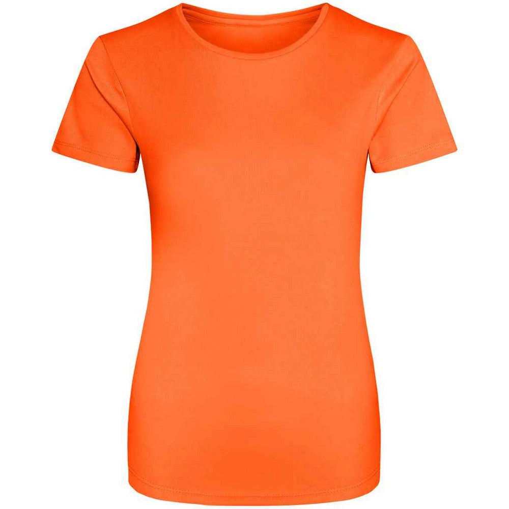 Electric Orange - Front - AWDis Just Cool Womens-Ladies Sports Plain T-Shirt