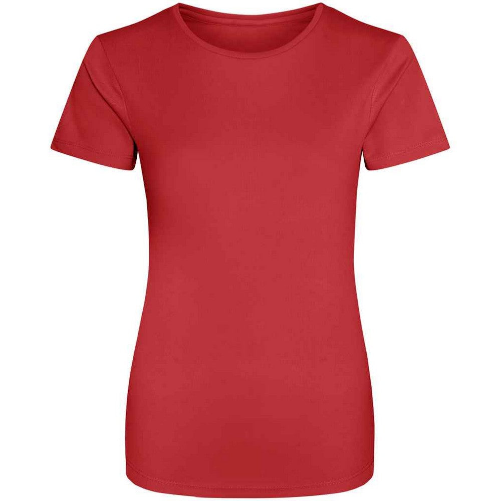 Fire Red - Front - AWDis Just Cool Womens-Ladies Sports Plain T-Shirt