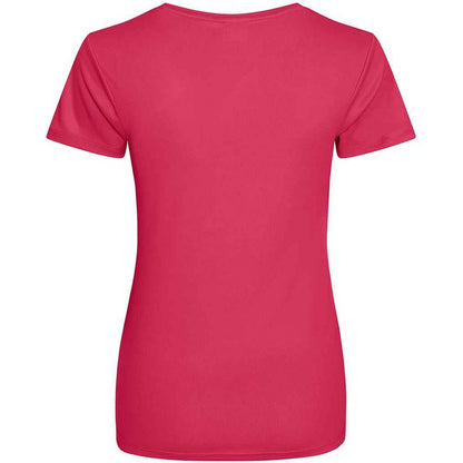 Hot Pink - Back - AWDis Just Cool Womens-Ladies Sports Plain T-Shirt