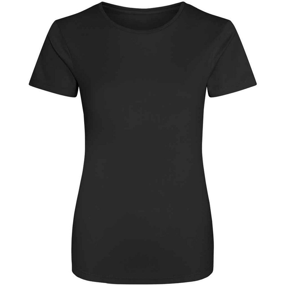 Jet Black - Front - AWDis Just Cool Womens-Ladies Sports Plain T-Shirt