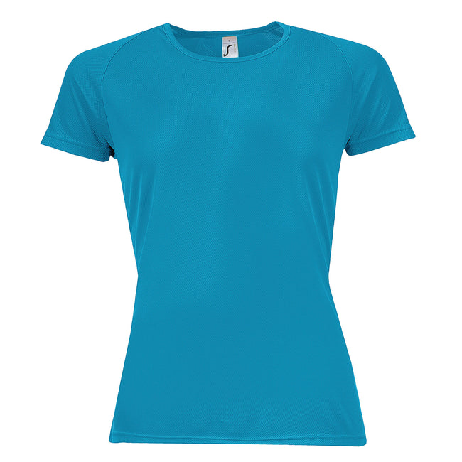 Aqua - Front - SOLS Womens-Ladies Sporty Short Sleeve T-Shirt